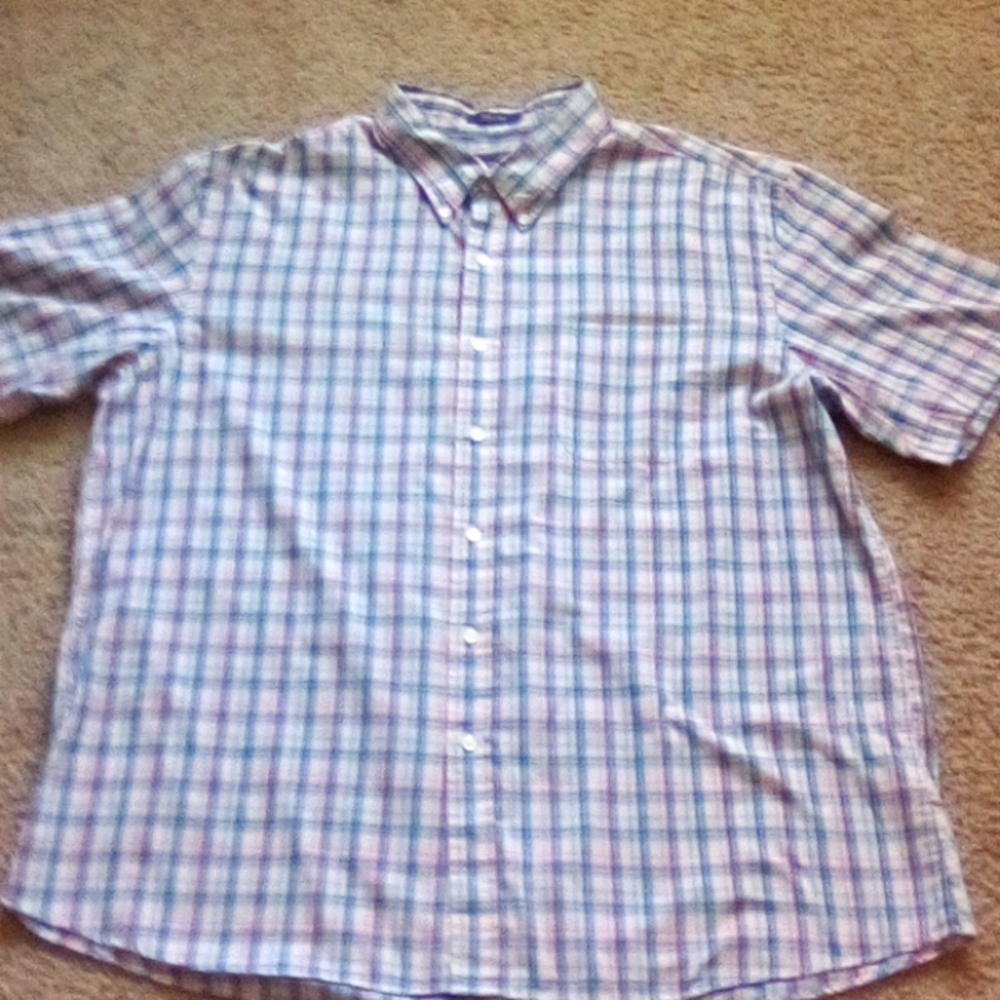 Saddlebred y2k Plaid Button Up Collar Short Sleeve Bolo Shirt Man Size 2XL